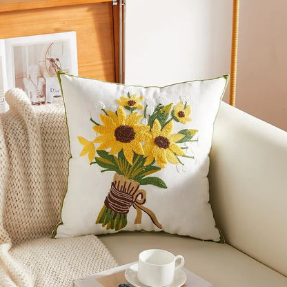 Floral Embroidered Pillow - Kia Day Design