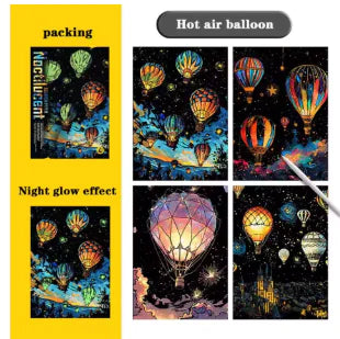 A4 Luminous Scraping Painting Colorful Scratch Paper - Hot Air Balloon Tour - art paper
