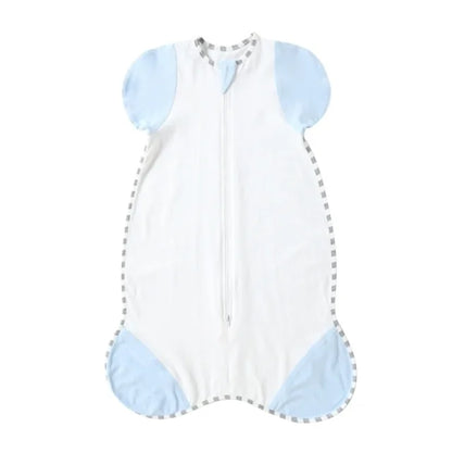 Baby Wearable Blanket Organic Cotton Swaddle light blue white Medium