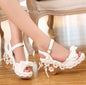 Floral Bow Wedge Heels - red 38 - wedge heels
