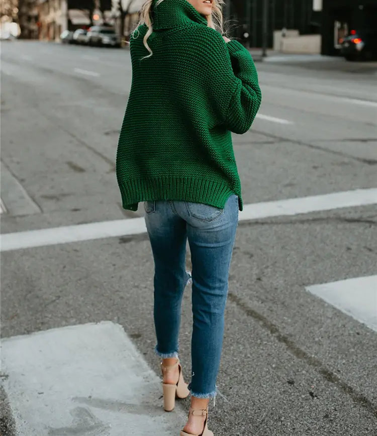Women's Chunky Knit High Neck Sweater