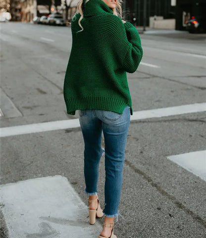 Women's Chunky Knit High Neck Sweater