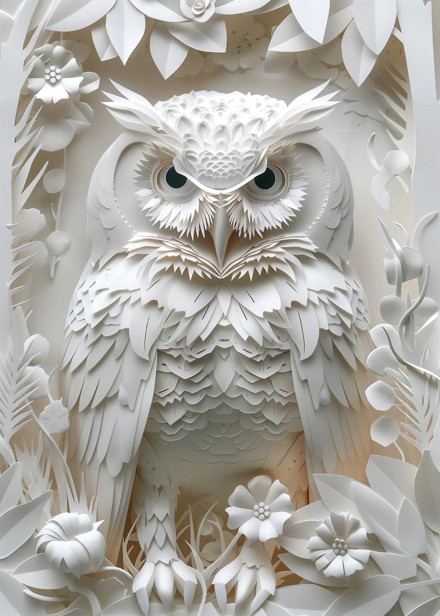 Owl Puzzles Paper-Cut Art Puzzle 1000 Piece for Adults White Bird Jigsaw Puzzle Animal Forest Impossible Difficult Hard Puzzle as Family Game