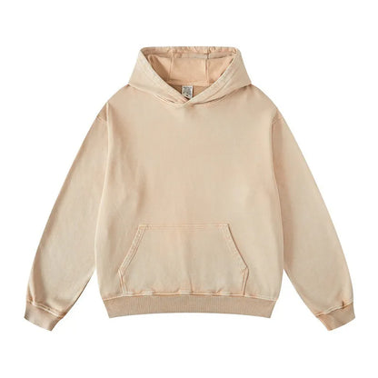 Thickened Washed Old Gradient Solid Color Batik Hooded Sweater For Men - Kia Day Design