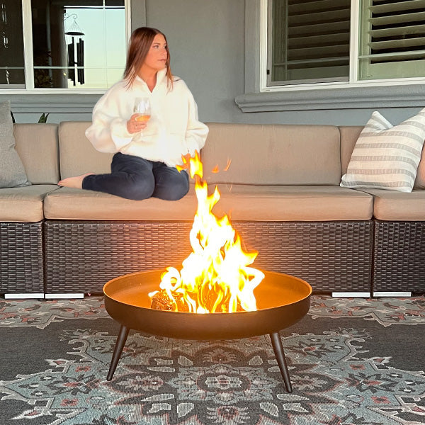 Raised Metal Fire Pit Bowl - -