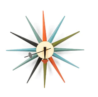 Mid-Century Sunburst Wall Clock by O'Neilson - multi color - clock