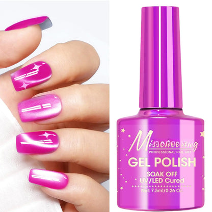 Hot Pink Jelly Cat Eye Gel Nail Polish - Hot Pink 0.26 Fl Oz (Pack of 1) - gel polish