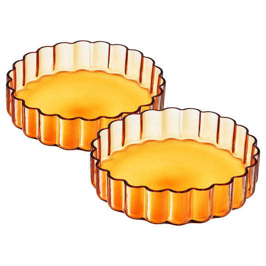 Amber Fluted Glass Bowls Set of 2 - - bowl