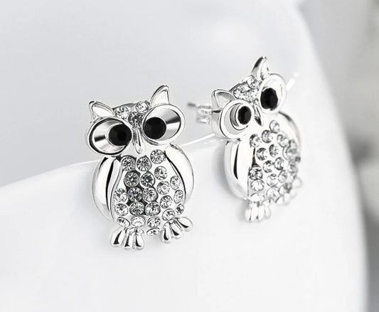 Fashion Owl Crystal Stud Earrings Kia Day Design