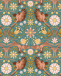Folkie Birdie Wallpaper, dusty teal, peach and rust- Samantha Santana Creative- {{Product type}}