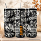 Night of Horrors Retro Halloween 20oz Personalized Tumbler With Lid and Stainless Steel Straw, Vintage Spooky Poster Gift Cup - Customized - Tumbler