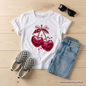 Kids Sequin Pink Cherry Heart Valentine T-Shirt, Mood for Love Coquette Tee for Youth Girls - White - Kid's T-Shirts