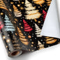 Garbendy Christmas Wrapping Paper - Mini Roll - Colorful Gold ChristmasTree Forests Design with Cut Lines on back for Christmas Day Holiday- 17in x 32.8ft