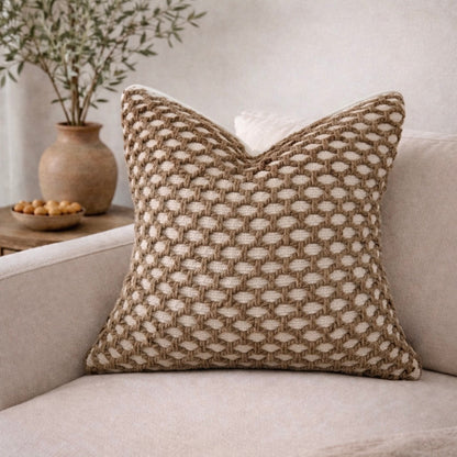 Tuban Pillow Cover – Neutral Textured Boho Accent Pillow - -