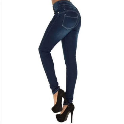 High-Waisted Slim Fit Multi-Button Jeans - Kia Day Design