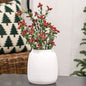 White Ceramic Wide Vase for Farmhouse Home Decor - - Tabletop Items