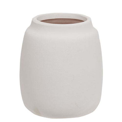 White Ceramic Wide Vase for Farmhouse Home Decor - - Tabletop Items