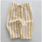 Vintage Linen Cotton Stripe Pants Yellow 18-24 Months