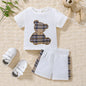 Baby Bear Graphic Round Neck Tee Set White 12-18M