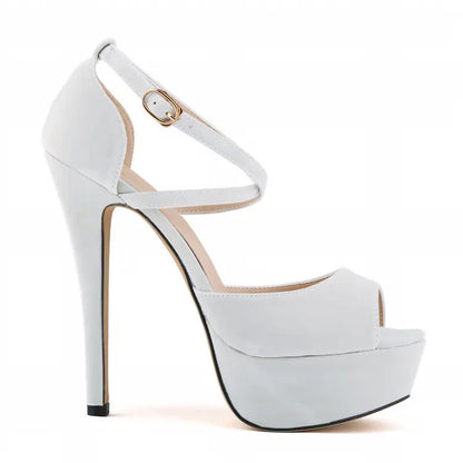 High Heel Nightclub Sandals - White 37 - heels