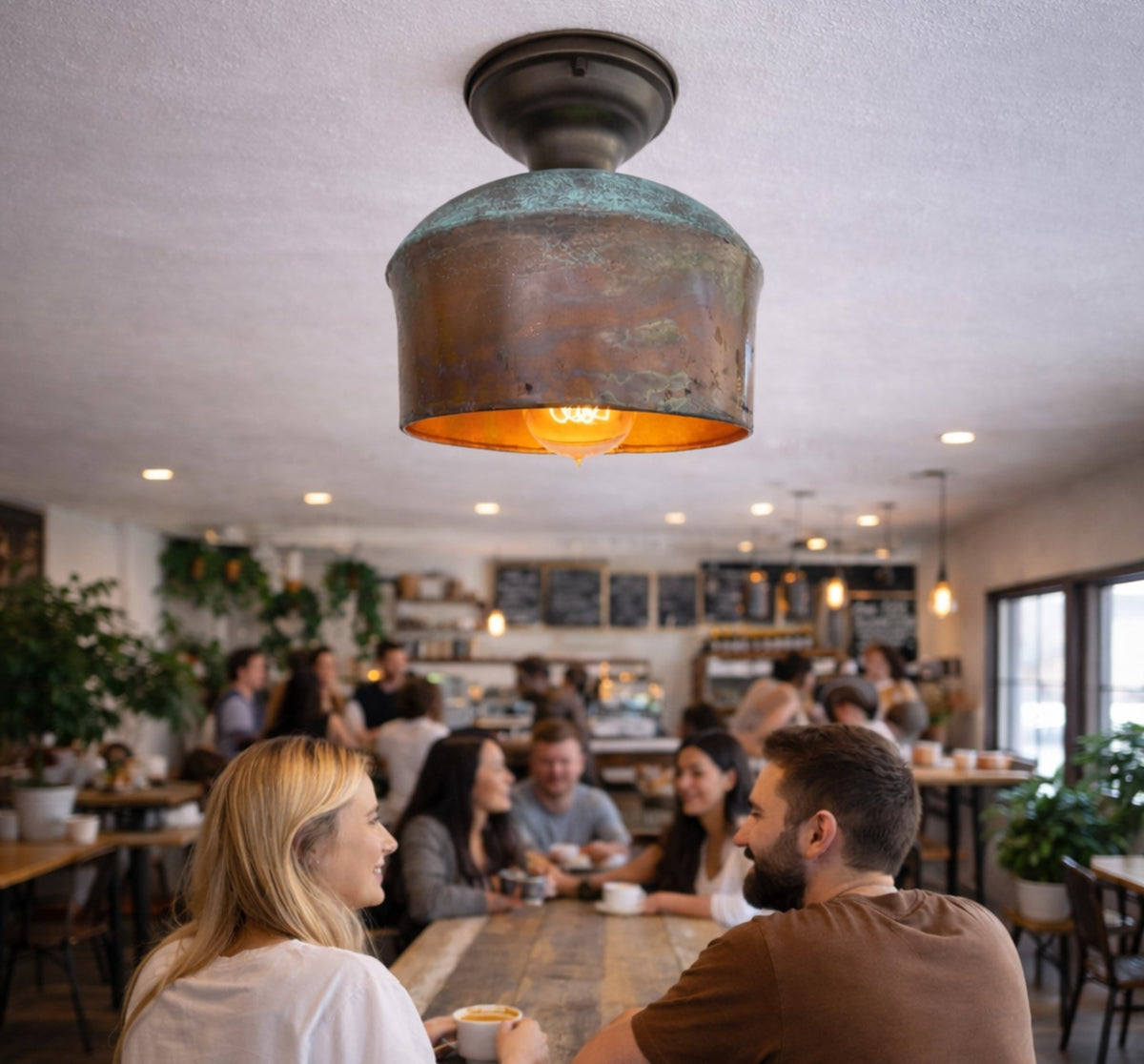 Handcrafted Copper Farmhouse Ceiling Light | 8.5" Flush Mount - - Farmhouse Lighting