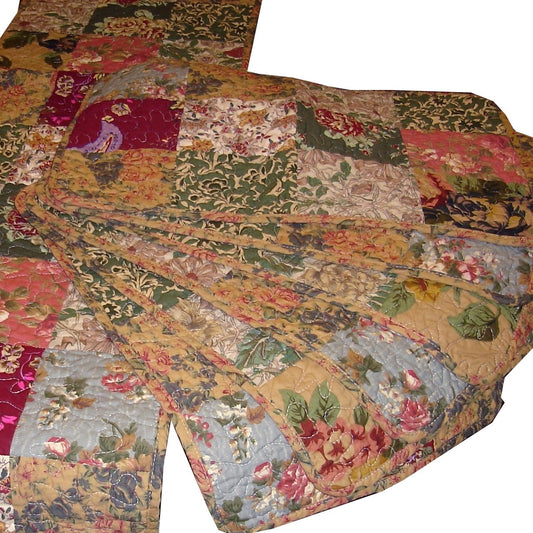 Full / Queen size 100% Cotton Patchwork Quilt Set with Floral Paisley Pattern - - Bedroom > Quilts & Blankets