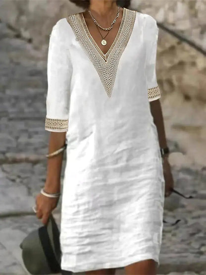 Womens Casual Loose Dress - White - dress