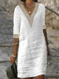 Womens Casual Loose Dress - White - dress