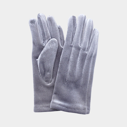 Solid Velvet Feel Smart Touch Gloves - Gray - Gloves
