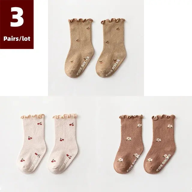3 Pairs of Anti-Slip Childrens Socks - Kia Day Design