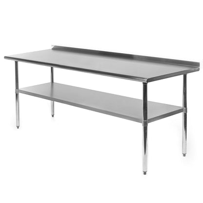 Stainless Steel 72 x 24 inch Kitchen Prep Work Table with Backsplash - - Kitchen > Utility Tables & Workbenches