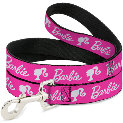 Mattel Durable & Stylish Dog Leash with Snap Closure Barbie Script Signature Logo and Silhouette Hot Pink White 6 Feet Long 0.5 Inch Wide Kia Day Design