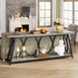 Industrial 70-inch Grey Wood Top Sofa Table with Heavy Duty Black Metal Frame - - Living Room > Console & Sofa Tables