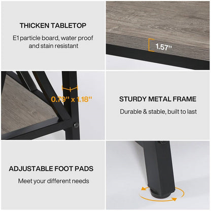 Industrial 70-inch Grey Wood Top Sofa Table with Heavy Duty Black Metal Frame - - Living Room > Console & Sofa Tables