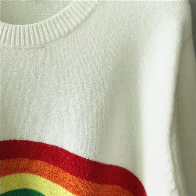 Rainbow Pattern Knitted Sweater in Slim Fit Design - Kia Day Design
