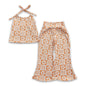 Orange Floral Top Bell Bottom Pants Girls Clothing Set - - toddler outfit