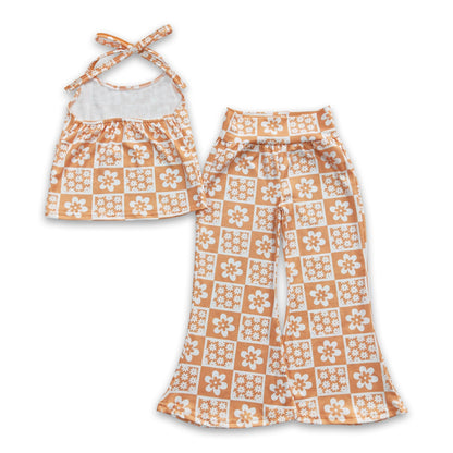 Orange floral top bell bottom pants girls clothing set- Mini Rodeo- {{Product type}}
