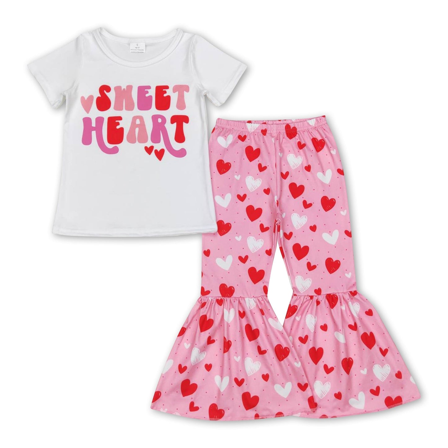 Sweet heart top bell bottom pants girls valentine's outfits- Mini Rodeo- {{Product type}}