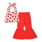 Strawberry heart halter top bell bottom pants girls outfits - - spring,autumn clothes