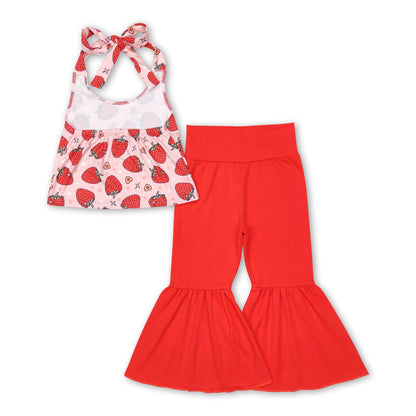 Strawberry heart halter top bell bottom pants girls outfits- Mini Rodeo- {{Product type}}