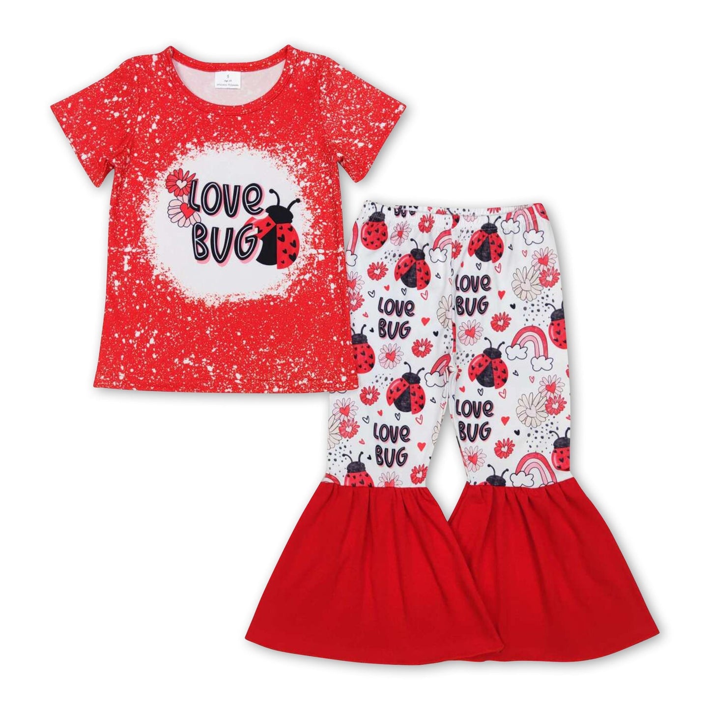 Love bug floral rainbow heart girls valentin'e outfits - - Valentine