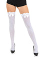 Sugar Sunday Opaque Thigh High Bow Stockings for Women Thigh Highs Stockings with Bows Over Knee Socks - White/White Plus Size Kia Day Design