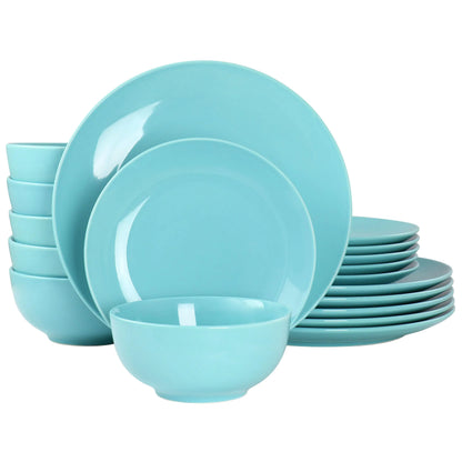 18 Piece Blue Elama Luna Porcelain Dinnerware Set Service for 6 - - dinner set