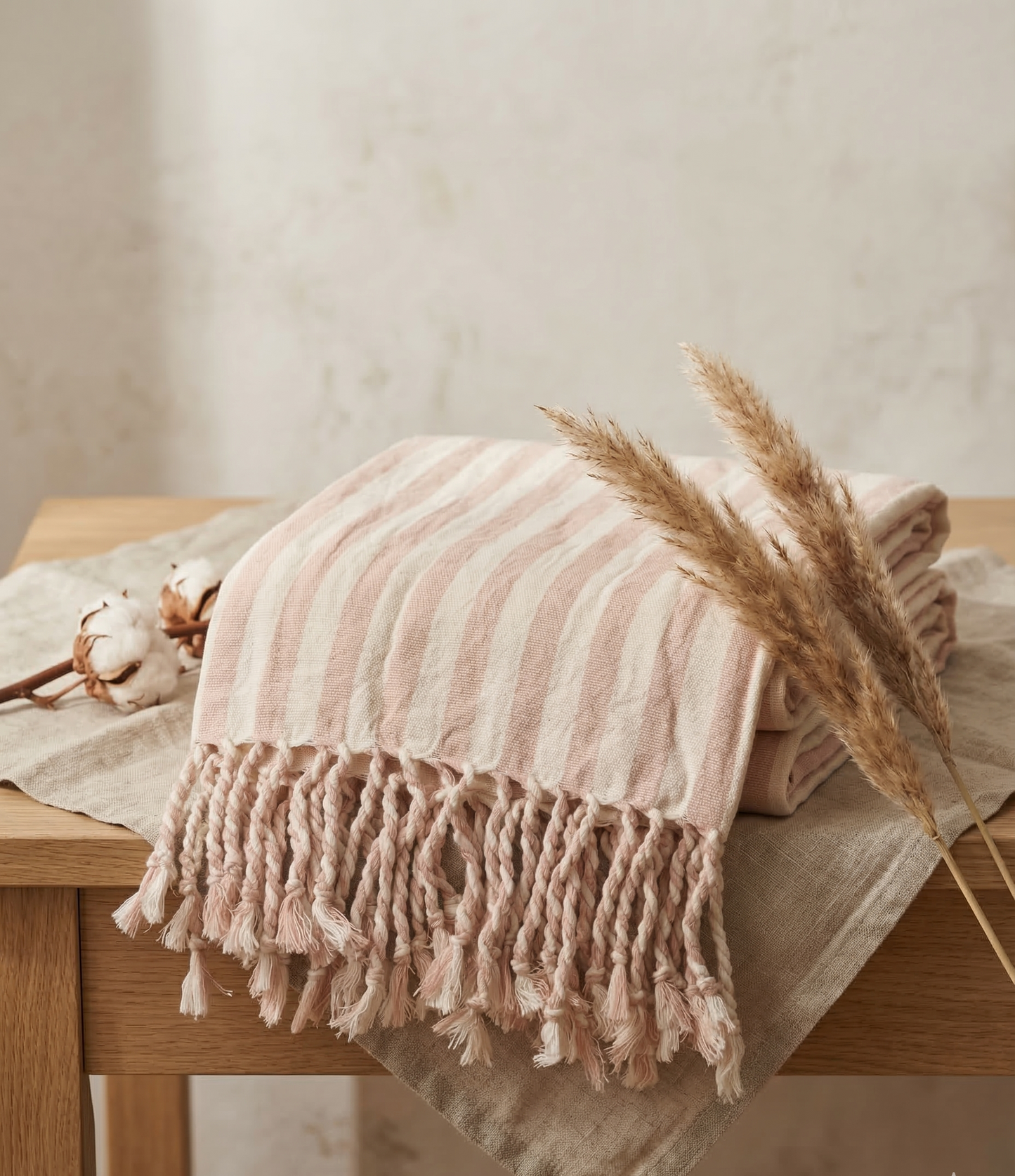 Girit Salmon Cotton Linen Towel - - Towels