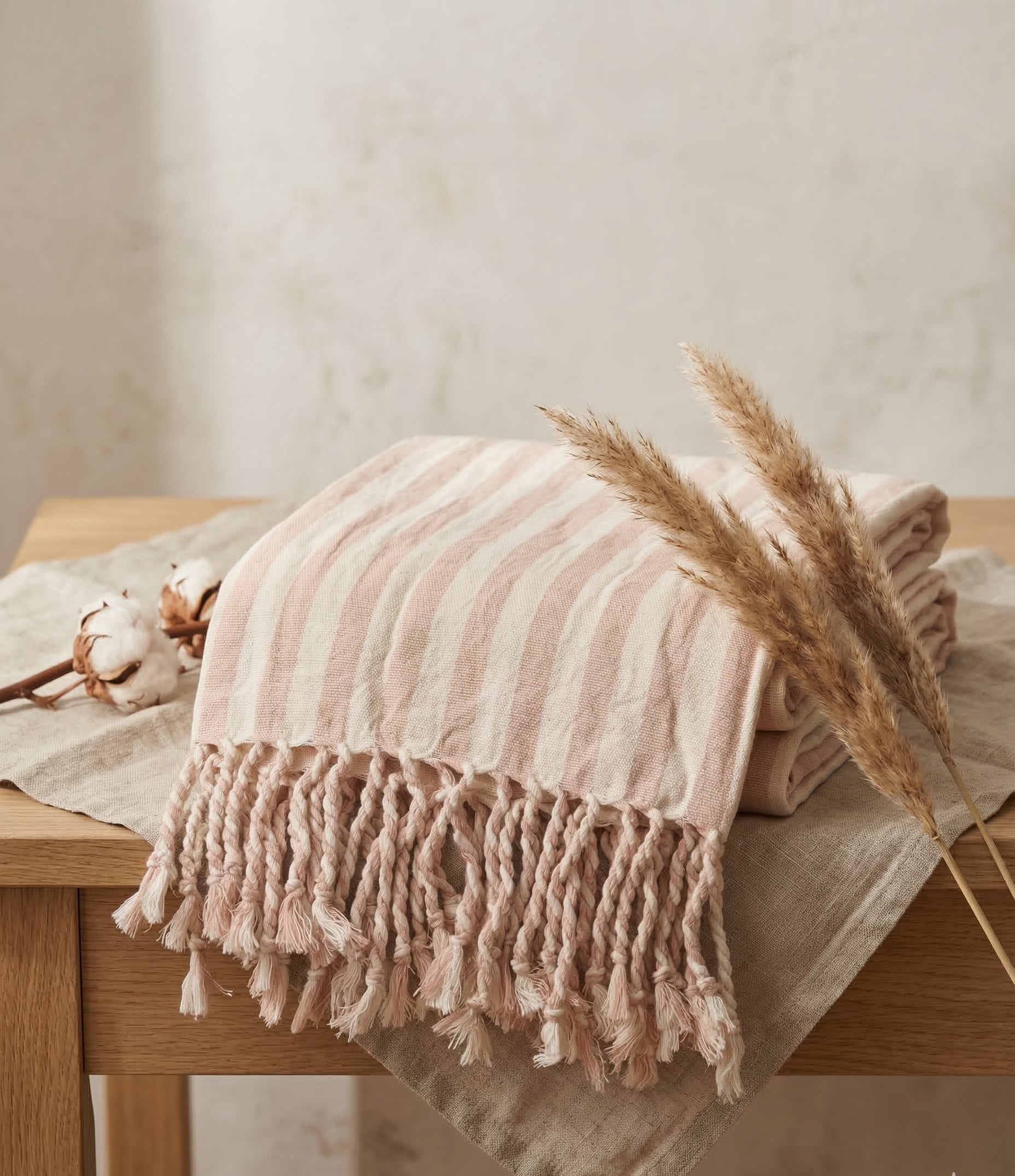 Girit Salmon Cotton Linen Towel - - Towels