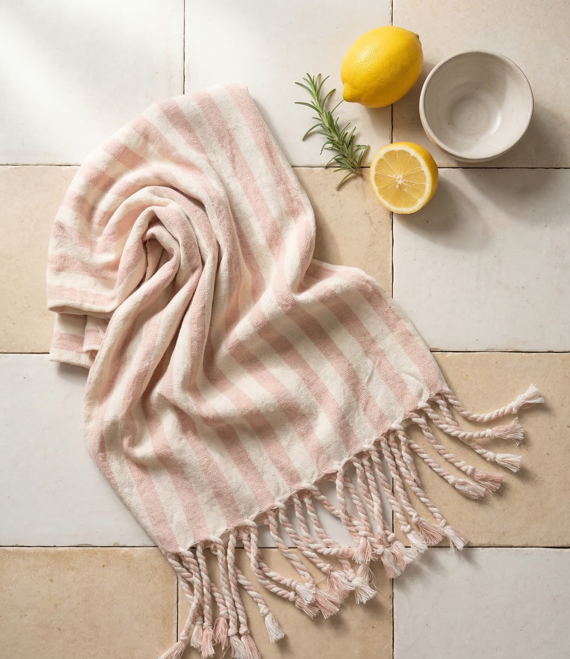 Girit Salmon Cotton Linen Towel - - Towels