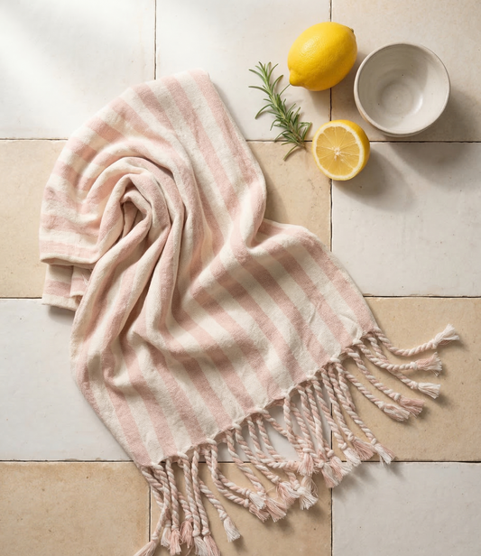 Girit Salmon Cotton Linen Towel - - Towels