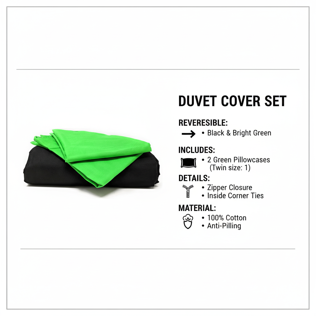 Tache Cotton Lime Green & Black Reversible Duvet Cover (DC32PC) - - Duvet Cover