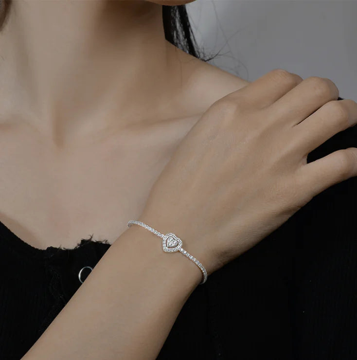 Heart-Shaped S925 Sterling Silver Bracelet