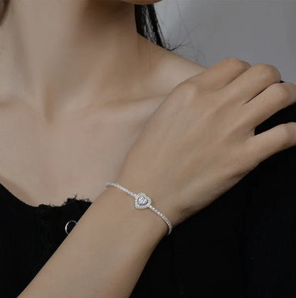 Heart-Shaped S925 Sterling Silver Bracelet